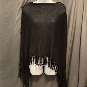 Minnie Rose Black Fringe Poncho